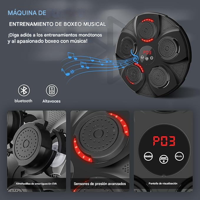 MÁQUINA DE BOXEO MUSICAL BLUETOOTH + GUANTES GRATIS